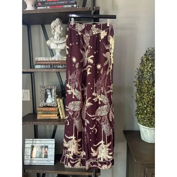 Forte Forte Printed Palazzo Pants Purple Cream Womens Size 00 XXS - Picture 6 of 12